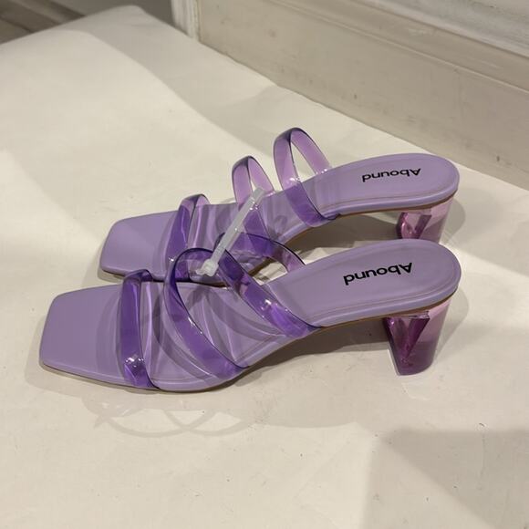 Abound NWT Clear Strappy Sandals with acrylic Heels - Picture 2 of 7